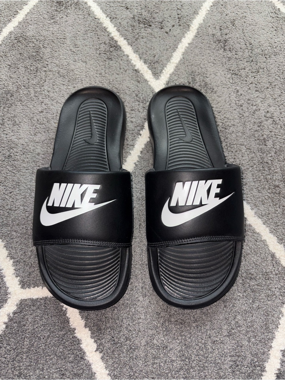 Nike Men’s Black Slide Sandals with White Logo